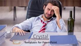  Presentation with drinking alcohol - Presentation design enhanced with young-male-employee-drinking-alcohol background and a light blue colored foreground