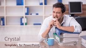  Presentation with bad - PPT theme enhanced with young-male-employee-feeling-bad background and a  colored foreground