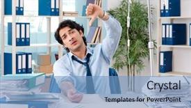  Presentation with blood transfusion - Colorful slides enhanced with young male employee in blood backdrop and a teal colored foreground