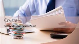  Presentation with budget - Audience pleasing presentation design consisting of male employee in budget planning backdrop and a soft green colored foreground