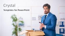  Presentation with employee - Presentation theme enhanced with young-male-employee-in-business background and a sky blue colored foreground