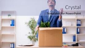  Presentation with employee - Theme enhanced with young-male-employee-in-business background and a light blue colored foreground