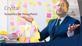  Presentation with employee - Amazing presentation theme having young-male-employee-in-conflicting backdrop and a lemonade colored foreground