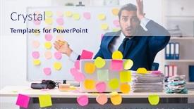  Presentation with employee - Amazing presentation theme having young-male-employee-in-conflicting backdrop and a sky blue colored foreground