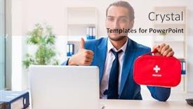  Presentation with first aid - Presentation design featuring young-male-employee-in-first background and a lemonade colored foreground