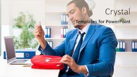  Presentation with aid - Audience pleasing presentation design consisting of young-male-employee-in-first backdrop and a lemonade colored foreground