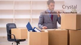  Presentation with employee - Presentation having young-male-employee-in-office background and a lemonade colored foreground