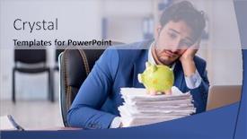  Presentation with employee retirement - PPT theme enhanced with young-male-employee-in-planning background and a  colored foreground