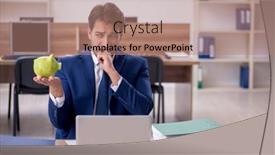  Presentation with employee retirement - PPT layouts having young-male-employee-in-planning background and a coral colored foreground