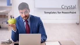  Presentation with employee retirement - Presentation theme enhanced with young-male-employee-in-planning background and a sky blue colored foreground