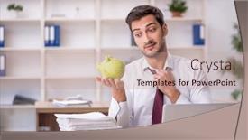  Presentation with employee retirement - Theme consisting of young-male-employee-in-planning background and a coral colored foreground