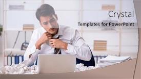  Presentation with ideas - Presentation design having young-male-employee-in-rejected and a  colored foreground