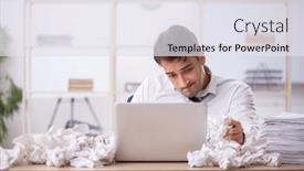  Presentation with ideas - Slide deck featuring young-male-employee-in-rejected and a sky blue colored foreground