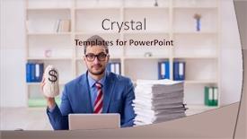  Presentation with employee - Presentation theme having young-male-employee-in-remuneration background and a  colored foreground