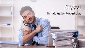  Presentation with employee - Presentation theme with young-male-employee-in-remuneration background and a sky blue colored foreground