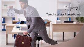  Presentation with time management - Presentation theme having young-male-employee-in-time background and a light gray colored foreground