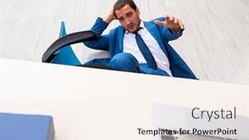  Presentation with accident - Audience pleasing slides consisting of young-male-employee-in-work backdrop and a cream colored foreground