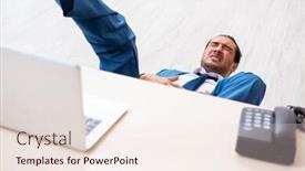  Presentation with accident - Theme featuring young-male-employee-in-work background and a sky blue colored foreground