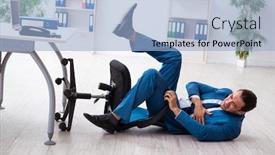  Presentation with accident - Theme featuring young-male-employee-in-work background and a light blue colored foreground