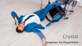  Presentation with accident - Theme featuring young-male-employee-in-work background and a light gray colored foreground