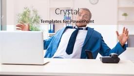  Presentation with accident - Cool new PPT theme with young-male-employee-in-work backdrop and a soft green colored foreground