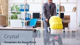  Presentation with newborn - Slides having young-male-employee-looking background and a light blue colored foreground