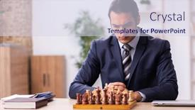  Presentation with chess - Slide set enhanced with young-male-employee-playing-chess background and a sky blue colored foreground