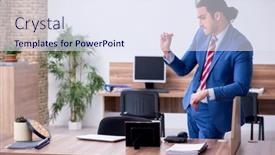  Presentation with young children playing multicultural - Presentation design enhanced with young-male-employee-playing-darts background and a sky blue colored foreground