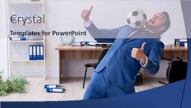  Presentation with football - Amazing theme having young-male-employee-playing-football backdrop and a lemonade colored foreground