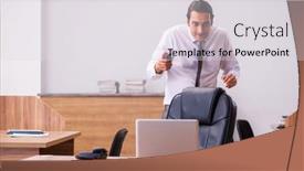  Presentation with employee of the month - PPT layouts enhanced with young-male-employee-stapling-paper background and a light gray colored foreground