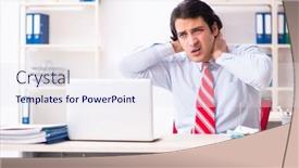  Presentation with employee - Theme having young-male-employee-suffering background and a sky blue colored foreground