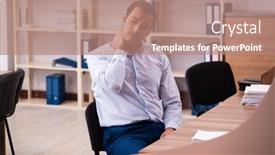  Presentation with employee - Audience pleasing slide deck consisting of young-male-employee-suffering backdrop and a coral colored foreground