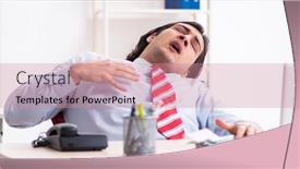  Presentation with employee - PPT layouts featuring young-male-employee-suffering background and a coral colored foreground