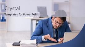  Presentation with workplace - Slide set featuring young-male-employee-suffering background and a  colored foreground