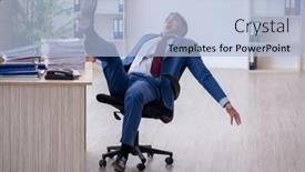  Presentation with unhappy - Colorful presentation design enhanced with young-male-employee-unhappy backdrop and a light blue colored foreground