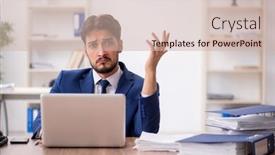  Presentation with unhappy - Theme featuring young-male-employee-unhappy background and a  colored foreground