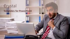  Presentation with unhappy - Presentation with young-male-employee-unhappy background and a soft green colored foreground