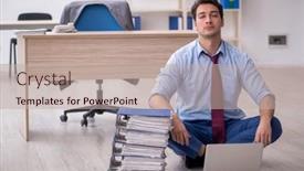  Presentation with unhappy - Theme enhanced with young-male-employee-unhappy background and a mint green colored foreground