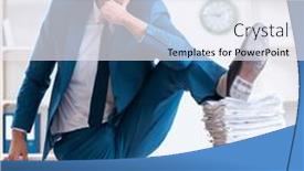  Presentation with unhappy - Presentation theme having young-male-employee-unhappy background and a sky blue colored foreground