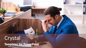  Presentation with mask - PPT layouts enhanced with young-male-employee-wearing-mask background and a tawny brown colored foreground