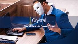  Presentation with mask - Amazing slide deck having young-male-employee-wearing-mask backdrop and a navy blue colored foreground