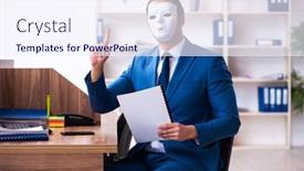  Presentation with mask - Amazing slide deck having young-male-employee-wearing-mask backdrop and a sky blue colored foreground