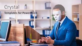  Presentation with employee - Slide set consisting of young-male-employee-wearing-mask background and a lemonade colored foreground