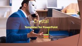  Presentation with mask - Slides featuring young-male-employee-wearing-mask and a tawny brown colored foreground