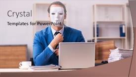  Presentation with masks - Presentation design with young-male-employee-wearing-masks background and a lemonade colored foreground