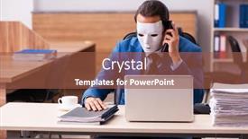  Presentation with masks - Beautiful theme featuring young-male-employee-wearing-masks backdrop and a tawny brown colored foreground