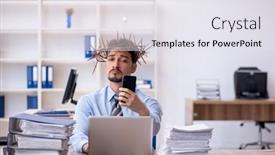  Presentation with employee - Presentation theme enhanced with young-male-employee-wearing-prickly background and a sky blue colored foreground