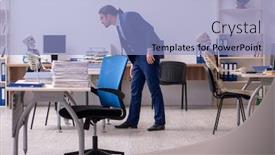  Presentation with skeletons - Amazing presentation theme having young-male-employee-with-skeletons backdrop and a light blue colored foreground