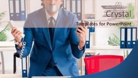  Presentation with tape - Presentation theme consisting of young-male-employee-with-tape background and a lemonade colored foreground