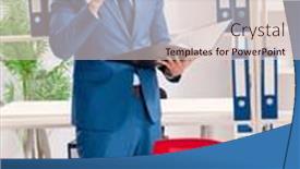  Presentation with tape - PPT layouts consisting of young-male-employee-with-tape and a lemonade colored foreground